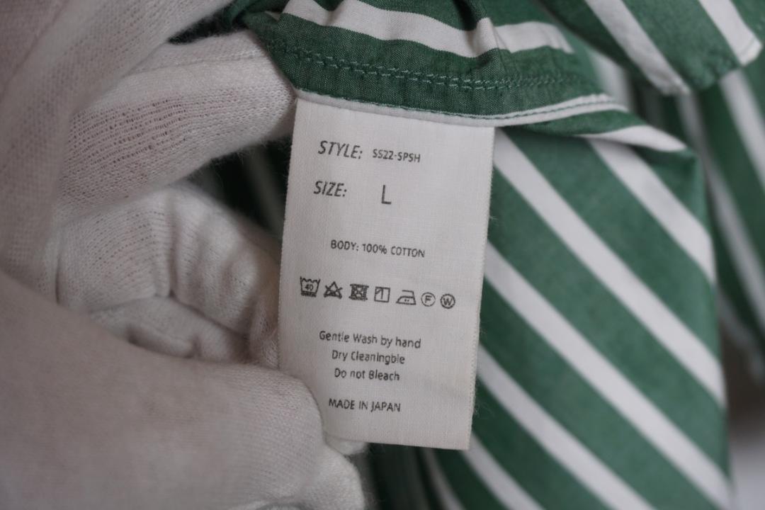 正規 22SS ENCOMING インカミング ストライプ シャツ 緑425O▲