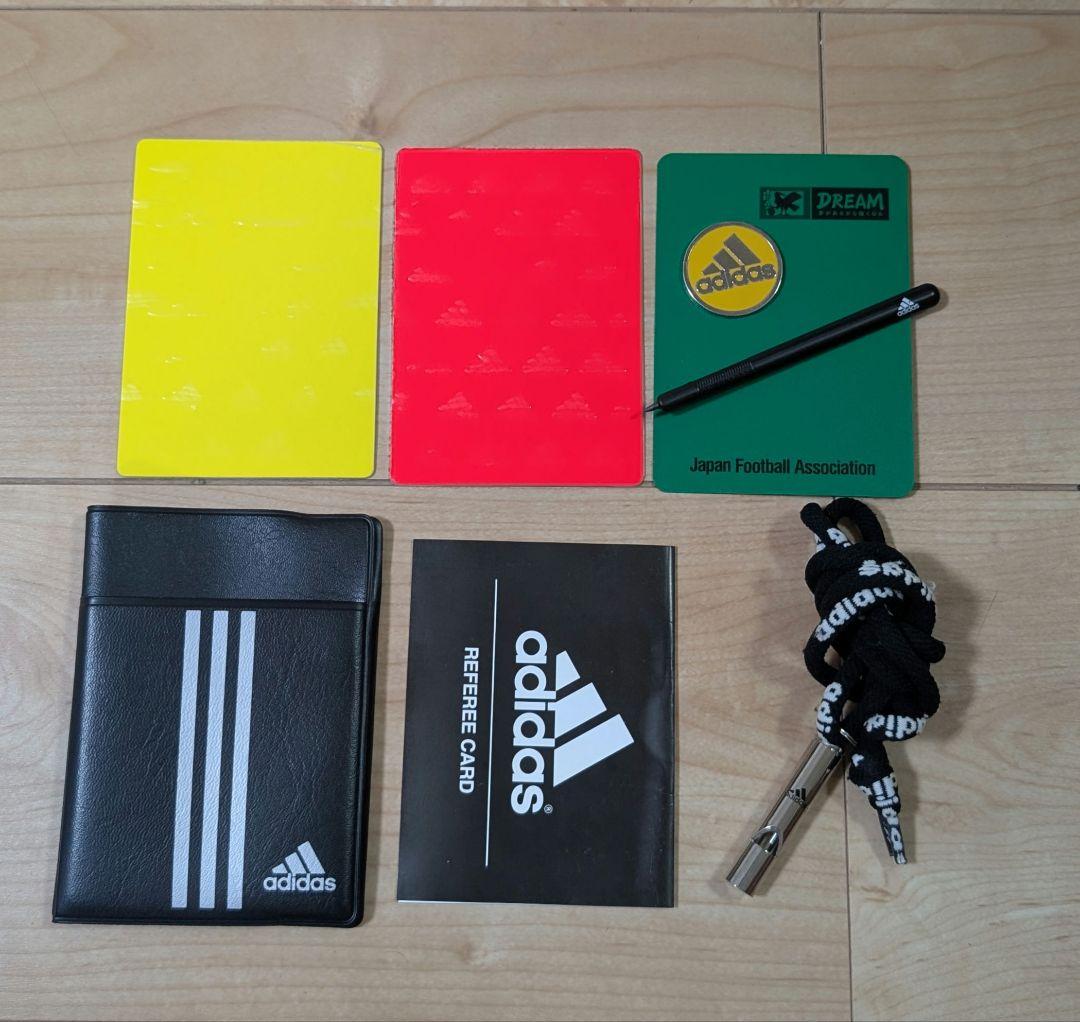 <美品>アディダス審判レフリーカードケース セット トスコインホイッスルつき