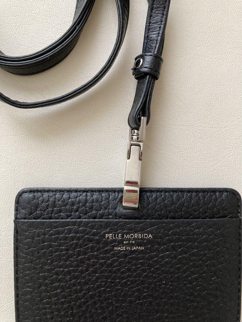 ペッレモルビダ　ネームホルダー　 IDカードホルダー  ネックストラップ 黒