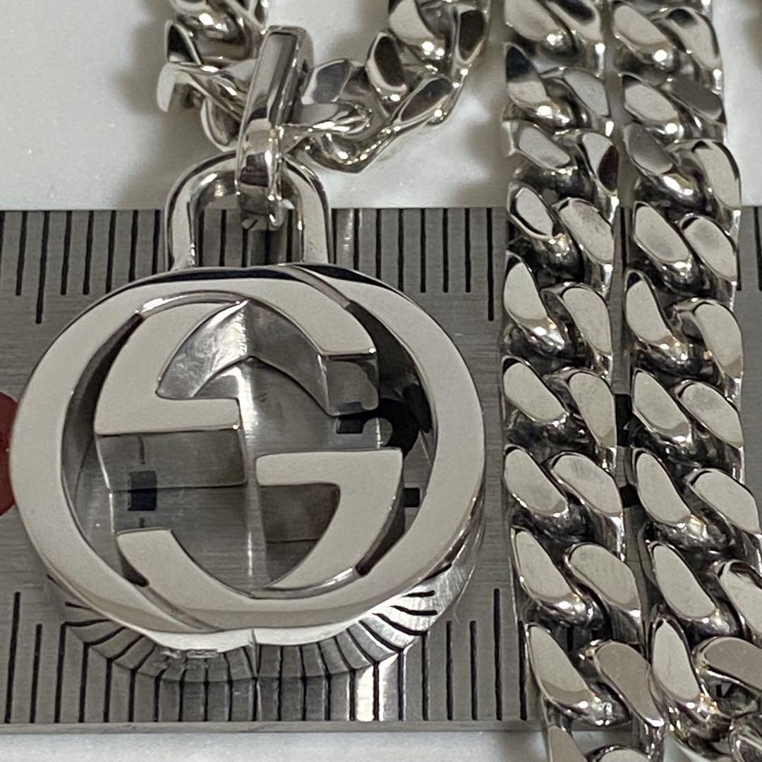 GUCCI 新品未使用品　インターロッキングGシルバーネックレス　極太　付属品
