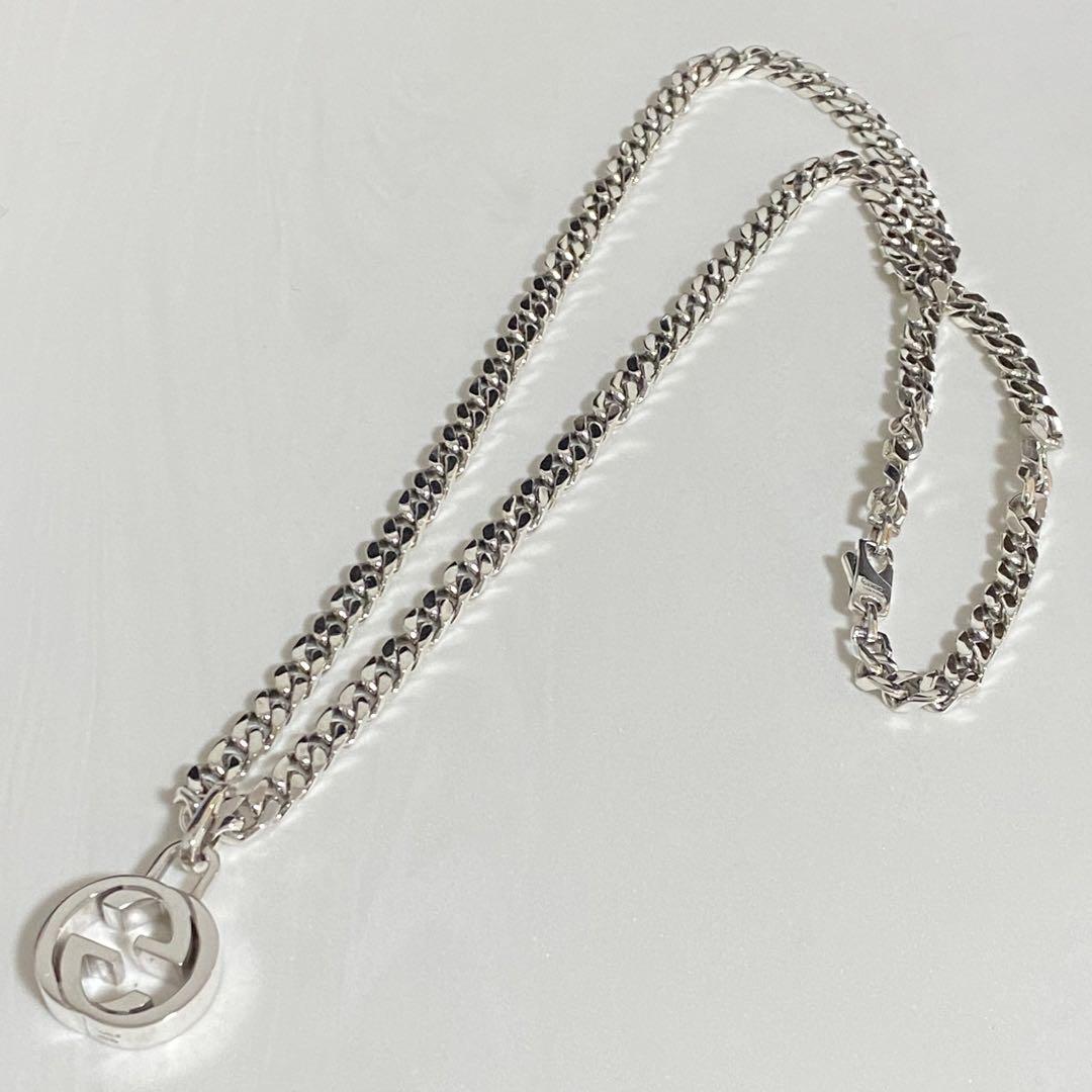 GUCCI 新品未使用品　インターロッキングGシルバーネックレス　極太　付属品