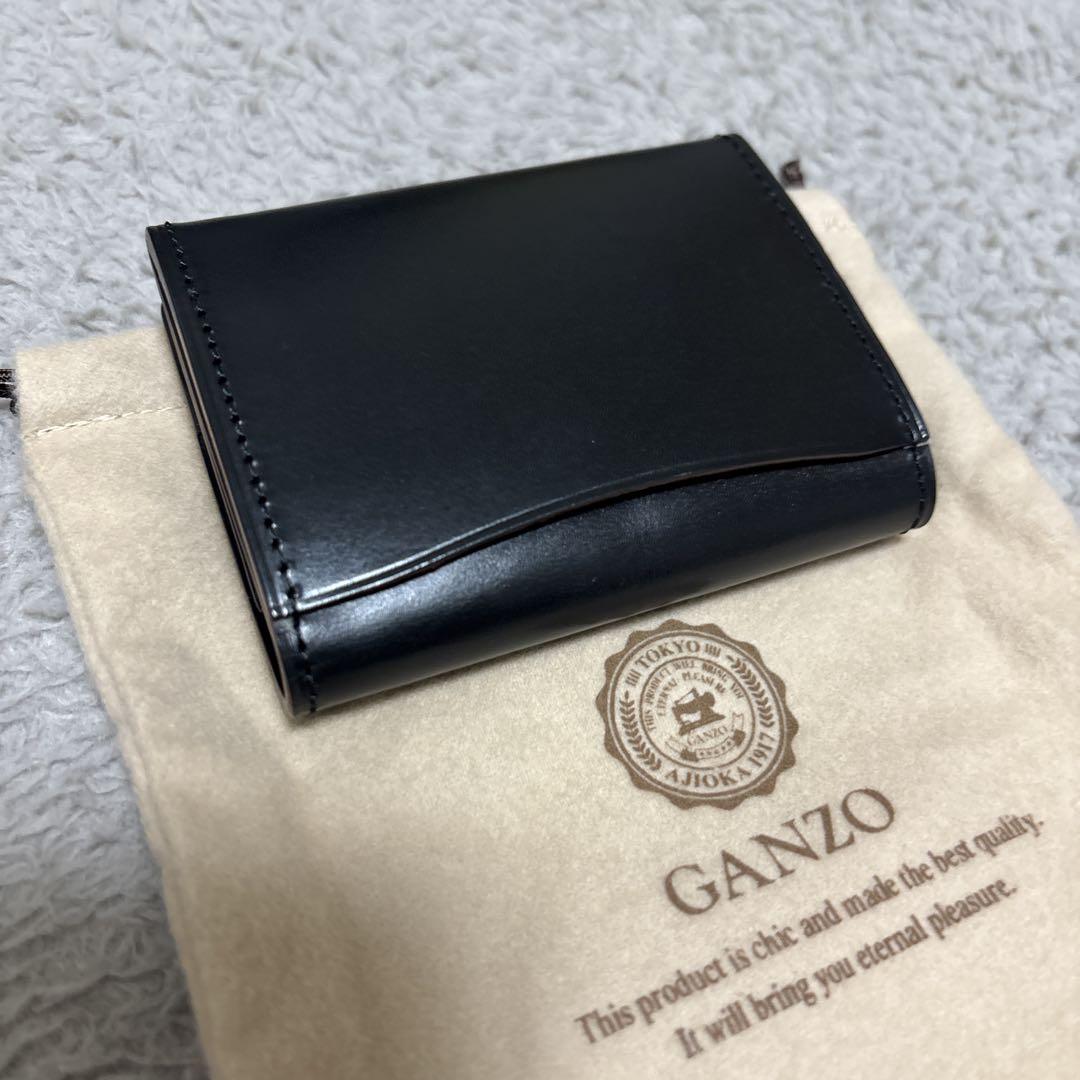GANZO レザー 本革 コインケース ロゴ刻印 カード入れ ブラック
