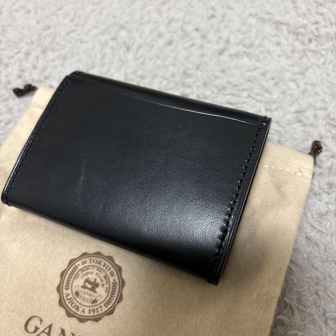 GANZO レザー 本革 コインケース ロゴ刻印 カード入れ ブラック