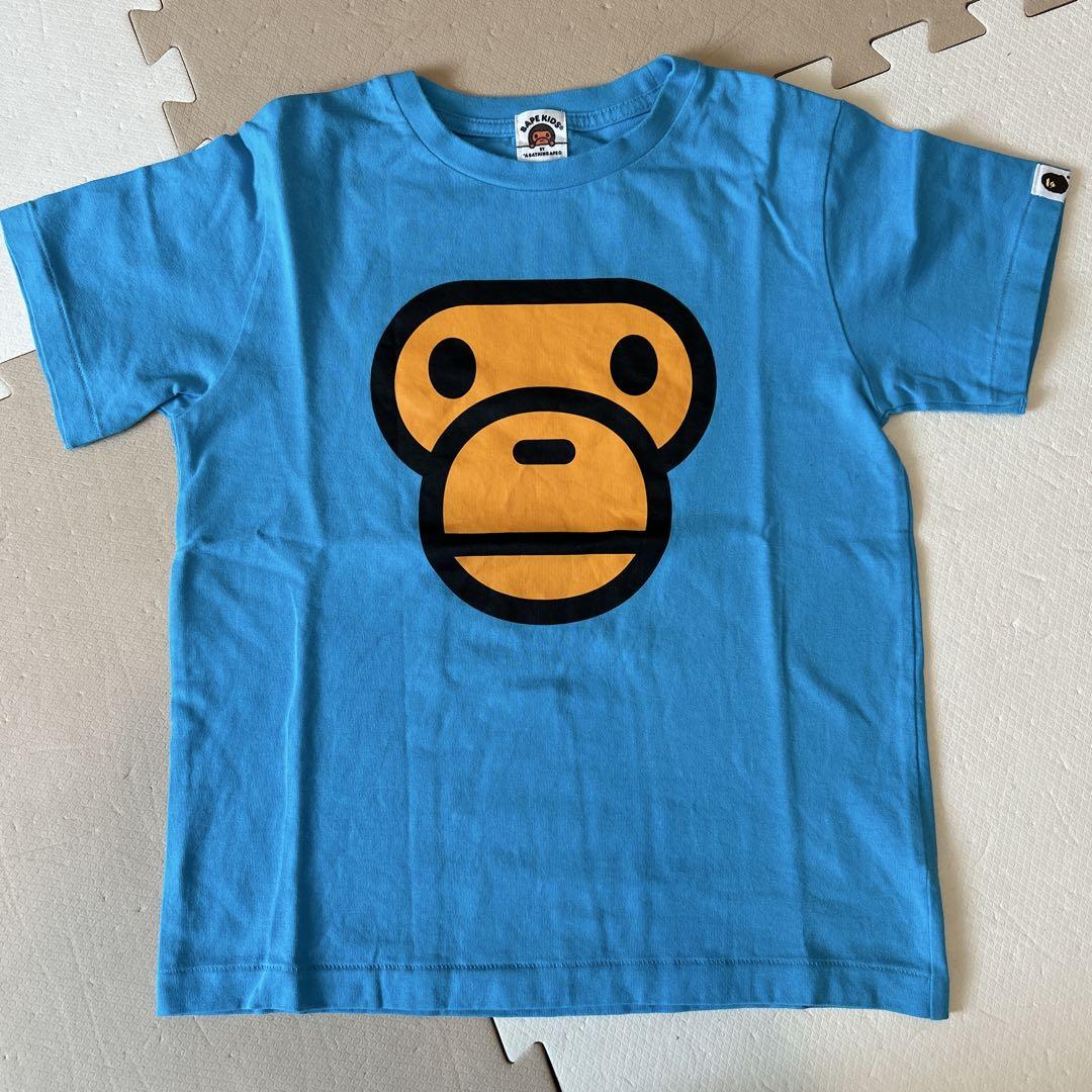 AAPE KIDS モンキープリント Tシャツ 青　140