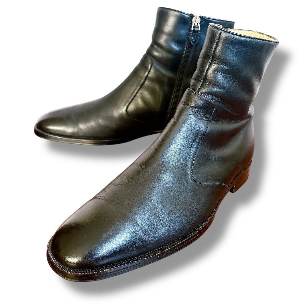 美品 BALLY バリー サイドジップ レザー ブーツ スイス製 黒 ブラック