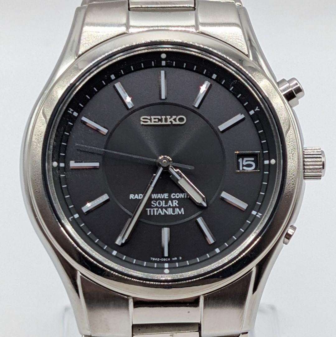 SEIKO セイコー 7B42-0AN0 ソーラー 電波腕時計 チタン 稼働品