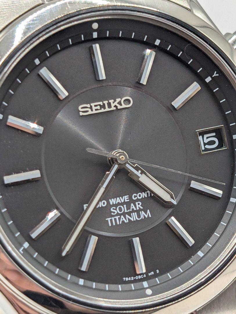 SEIKO セイコー 7B42-0AN0 ソーラー 電波腕時計 チタン 稼働品