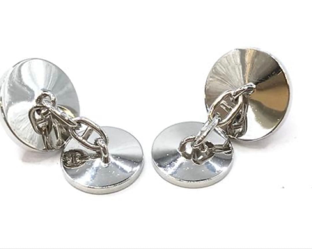 HERMES カフス　セリエ　シェーヌダングル　オレンジ　シルバー　エルメス