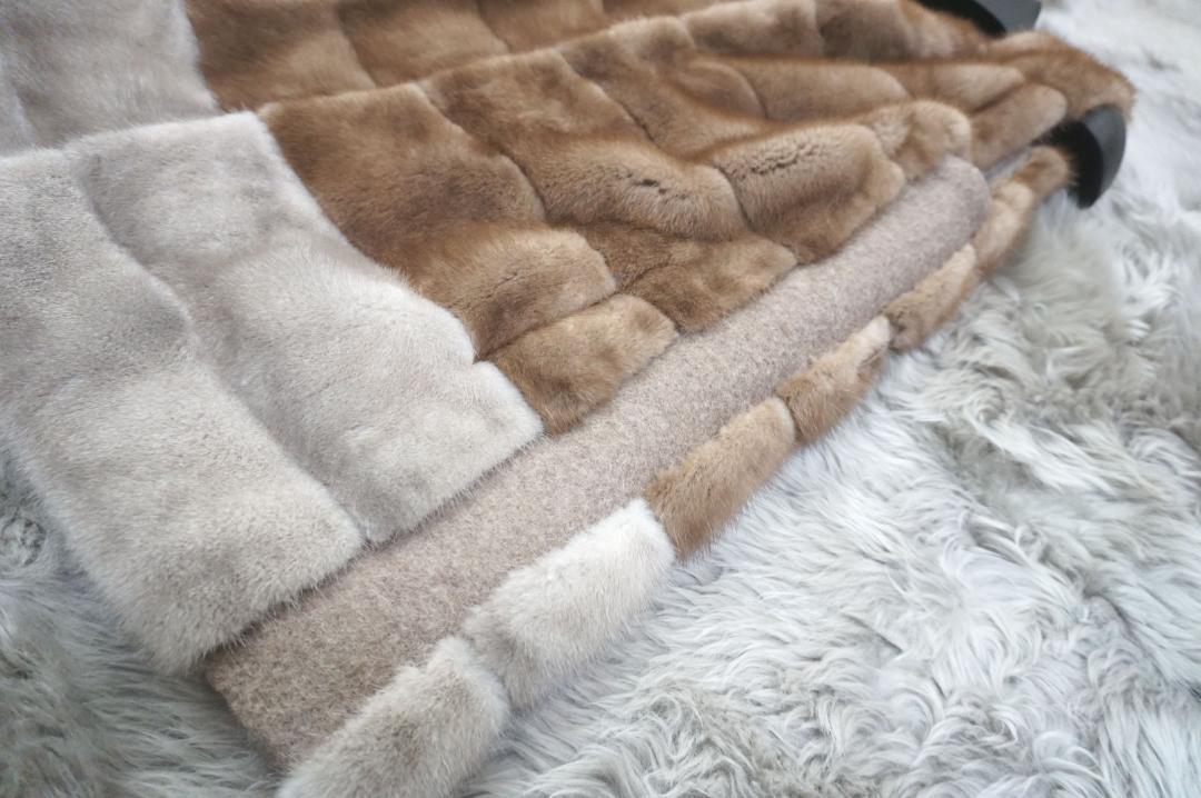 BLANCHA ブランカ ミンク毛皮 バイカラーツートーン ジレ ベスト