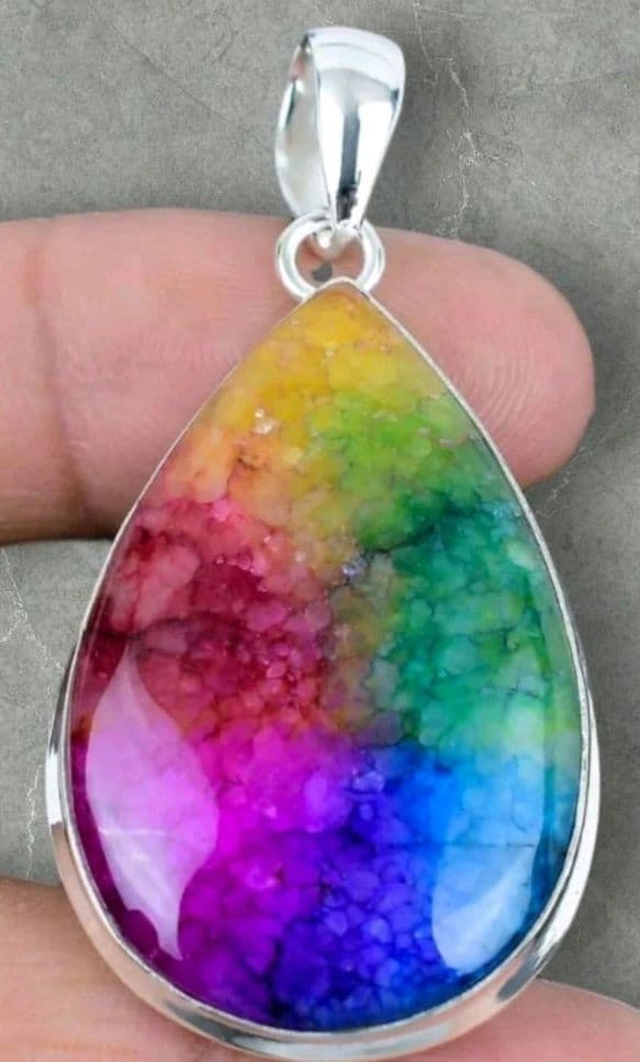 インド産 レインボーソーラークォーツ 涙925スターリングシルバー ペンダント インド産 レインボーソーラークォーツ 涙925スターリングシルバー ペンダント