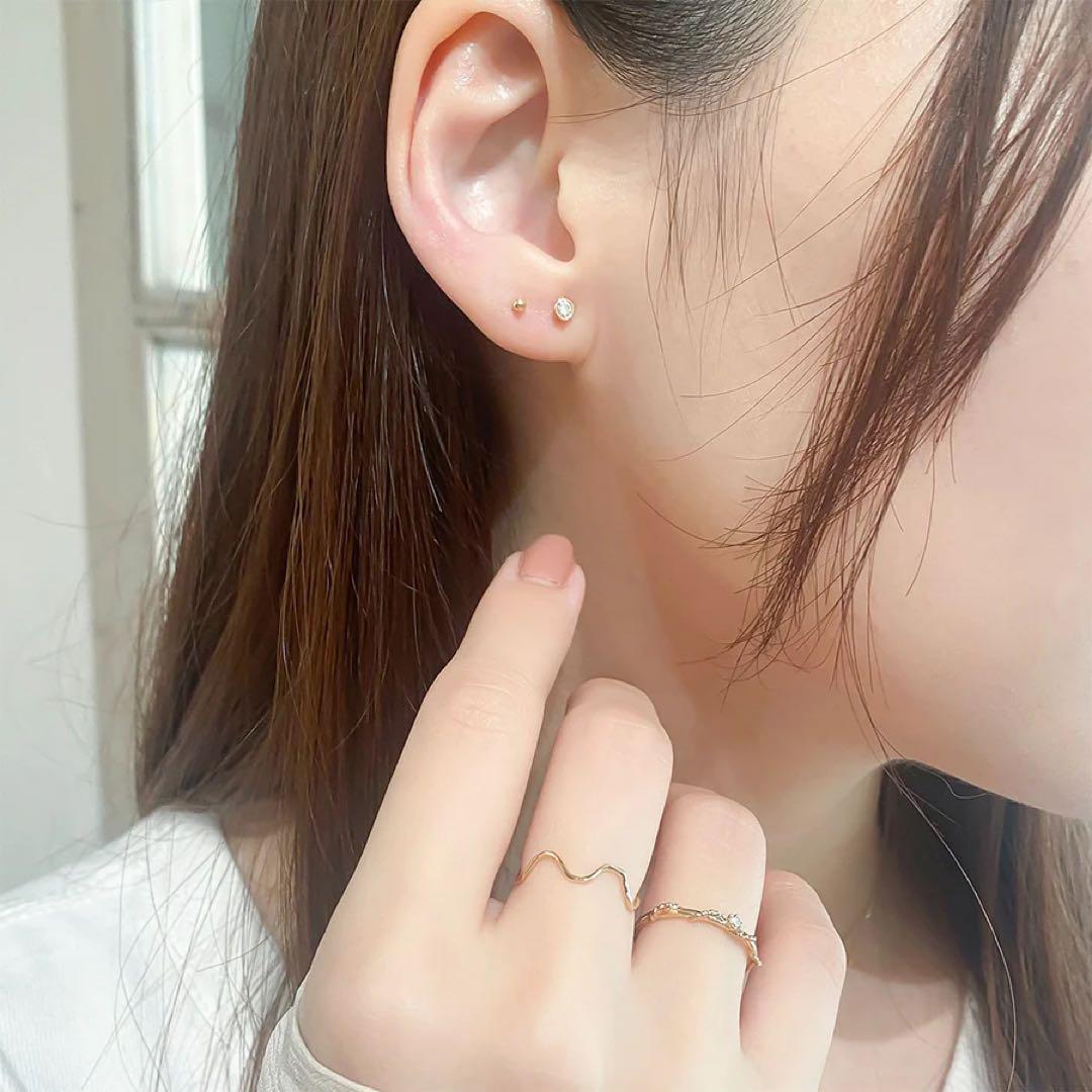 K18 イエローゴールド ダイヤモンド ピアス　Estelle