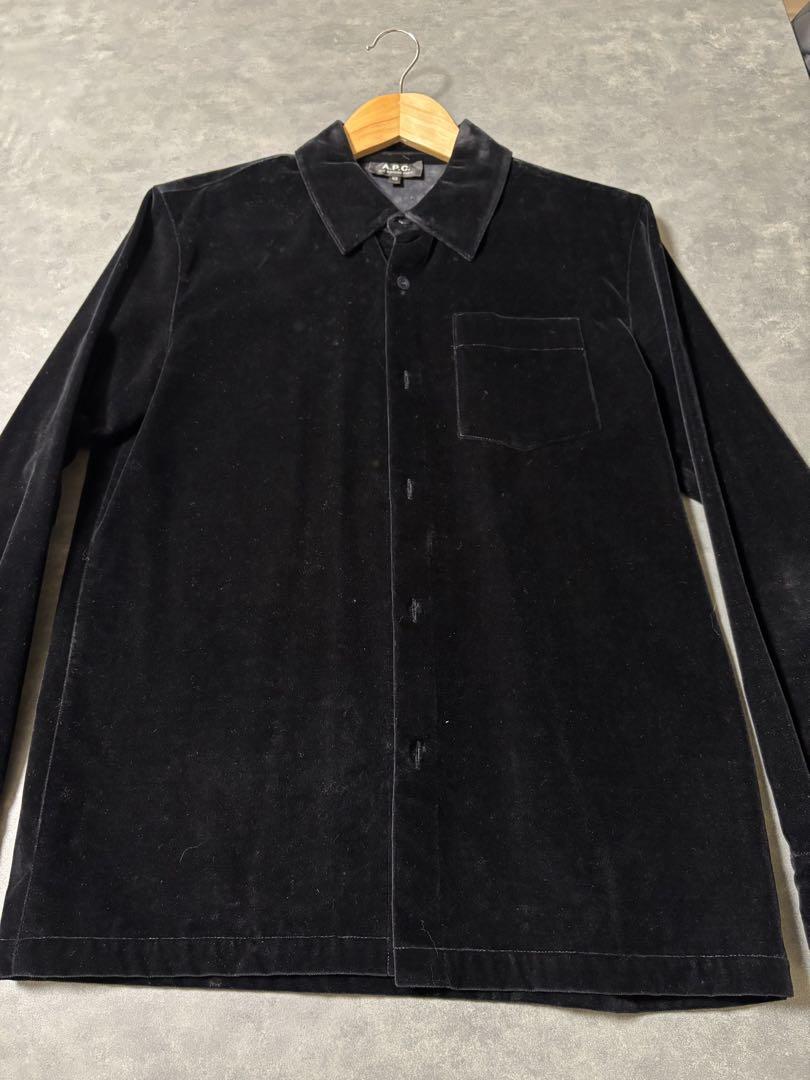 A.P.C. ブラック ベルベット シャツ XS