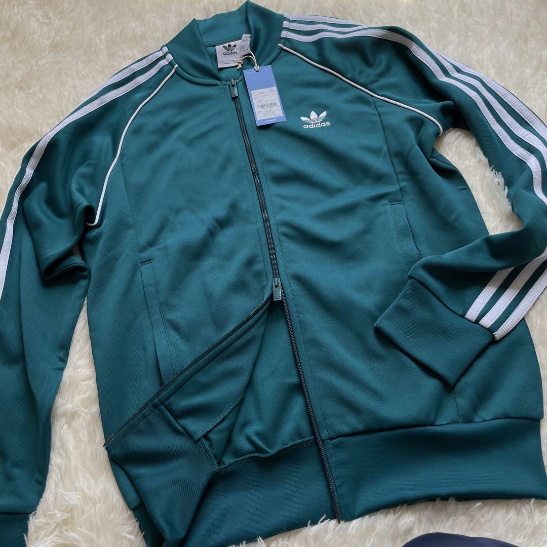 adidas トラックジャケット　ダブルジップ　エメラルドグリーン