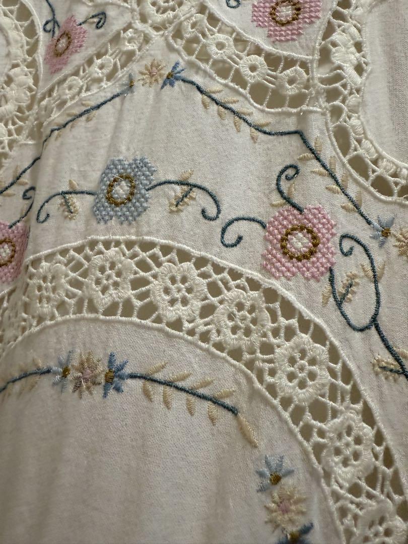 SEA NY VESNA EMBROIDERY S/SLV DRESS ホワイト