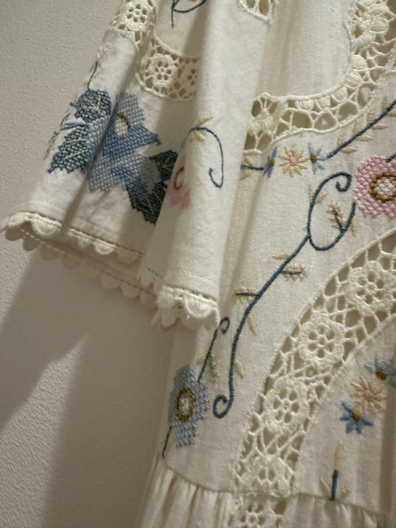SEA NY VESNA EMBROIDERY S/SLV DRESS ホワイト