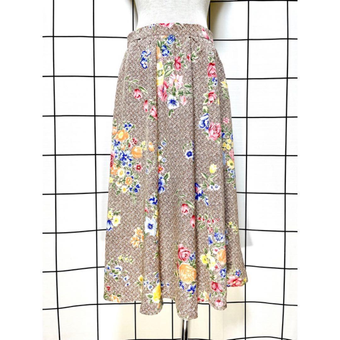 古着 ビンテージ 70s USA パステル 花柄 総柄 レーヨン スカート 美品 vintageヴィンテージスカート花柄リーフ総柄レトロ80s90sUSA海外