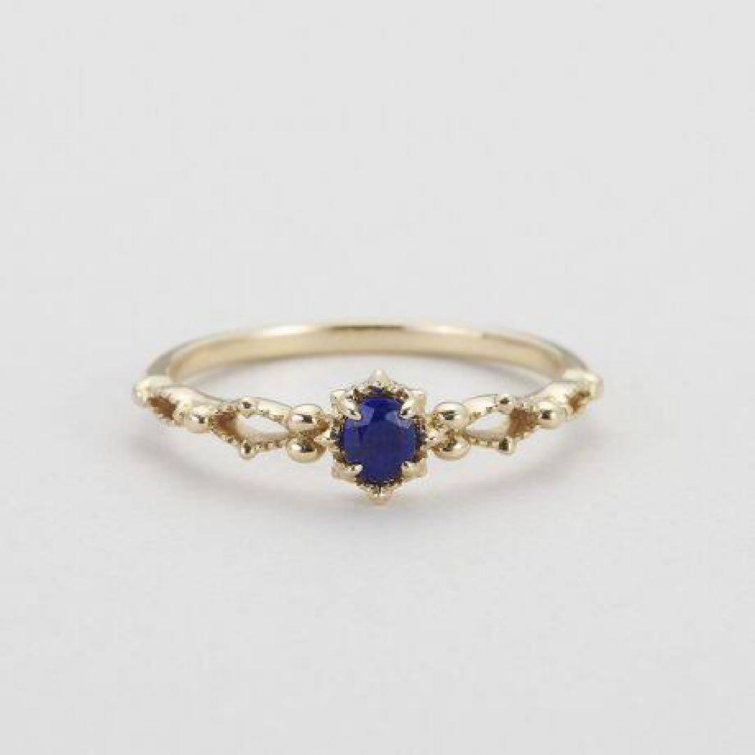 【Pocket Ring】 K10ラピスラズリピンキーリング ノジェス