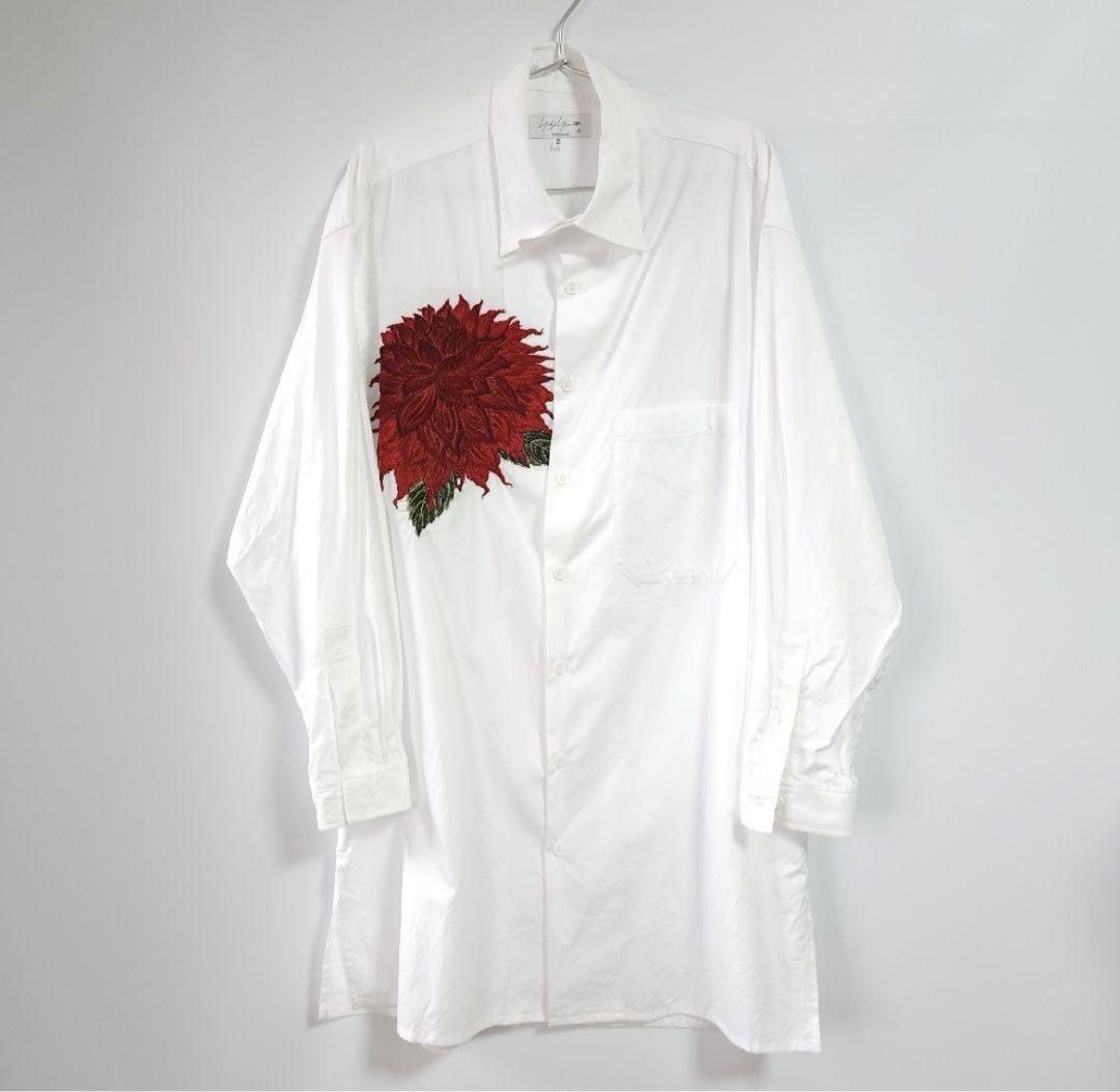 YOHJI YAMAMOTO 2022年春夏 ダリア刺繍シャツ YOHJI YAMAMOTO 2022年春夏 ダリア刺繍シャツ