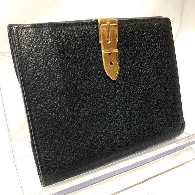 GUCCI グッチ オールドグッチ 二つ折り財布 レザー ブラック