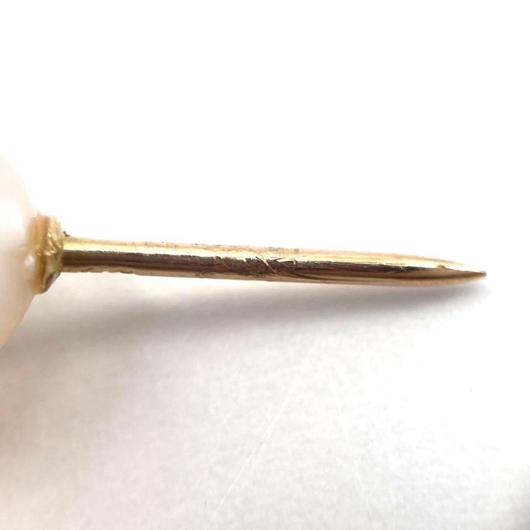 K18 ゴールド パール 真珠 7mm タイタック ピンブローチ