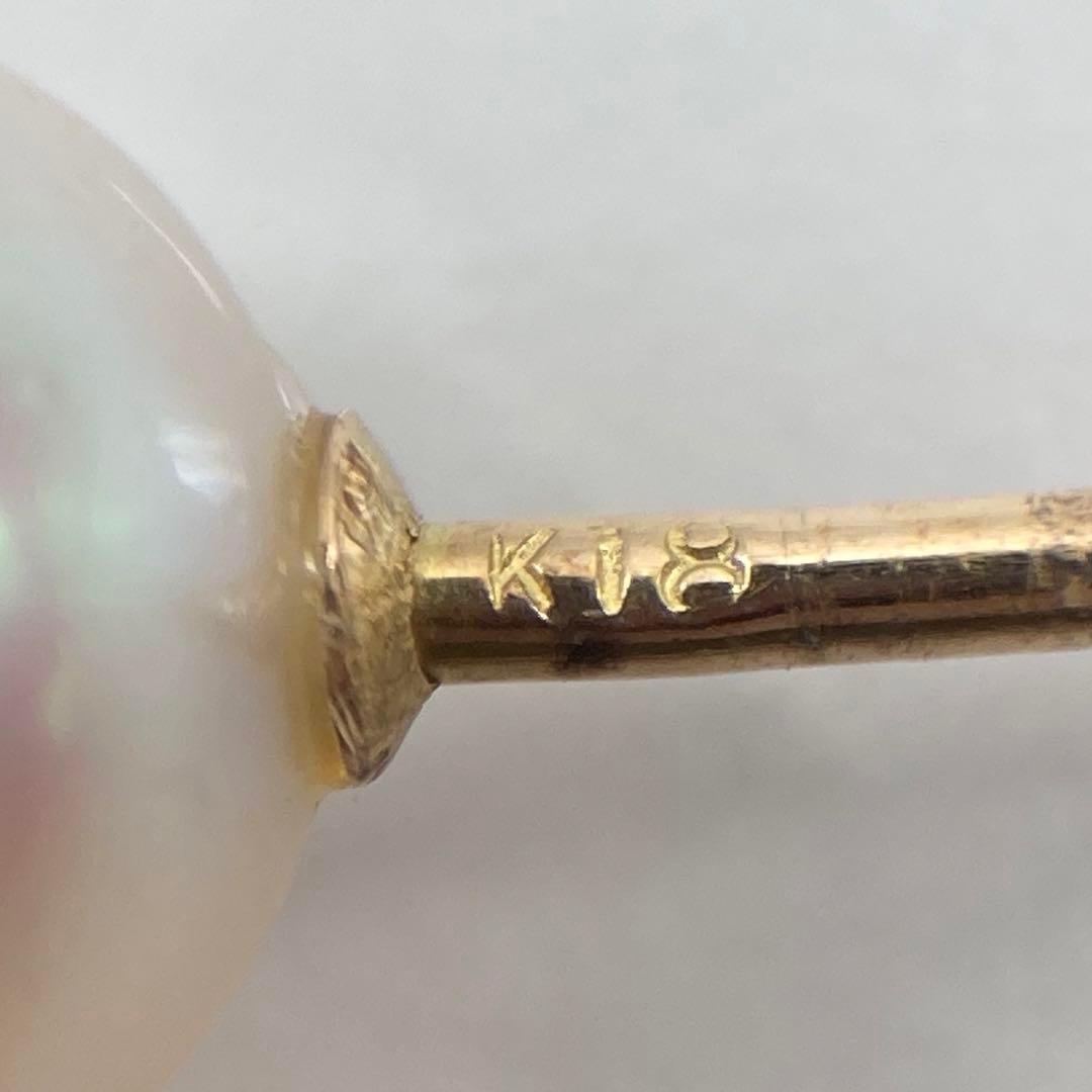 K18 ゴールド パール 真珠 7mm タイタック ピンブローチ