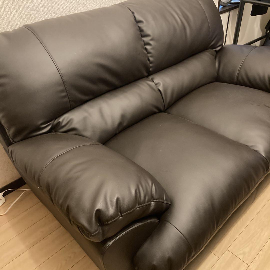 レザー　ソファ　ニトリ　2人掛け　ブラック　Nシールド レザー ソファ ニトリ 2人掛け ブラック Nシールド - メルカリ
