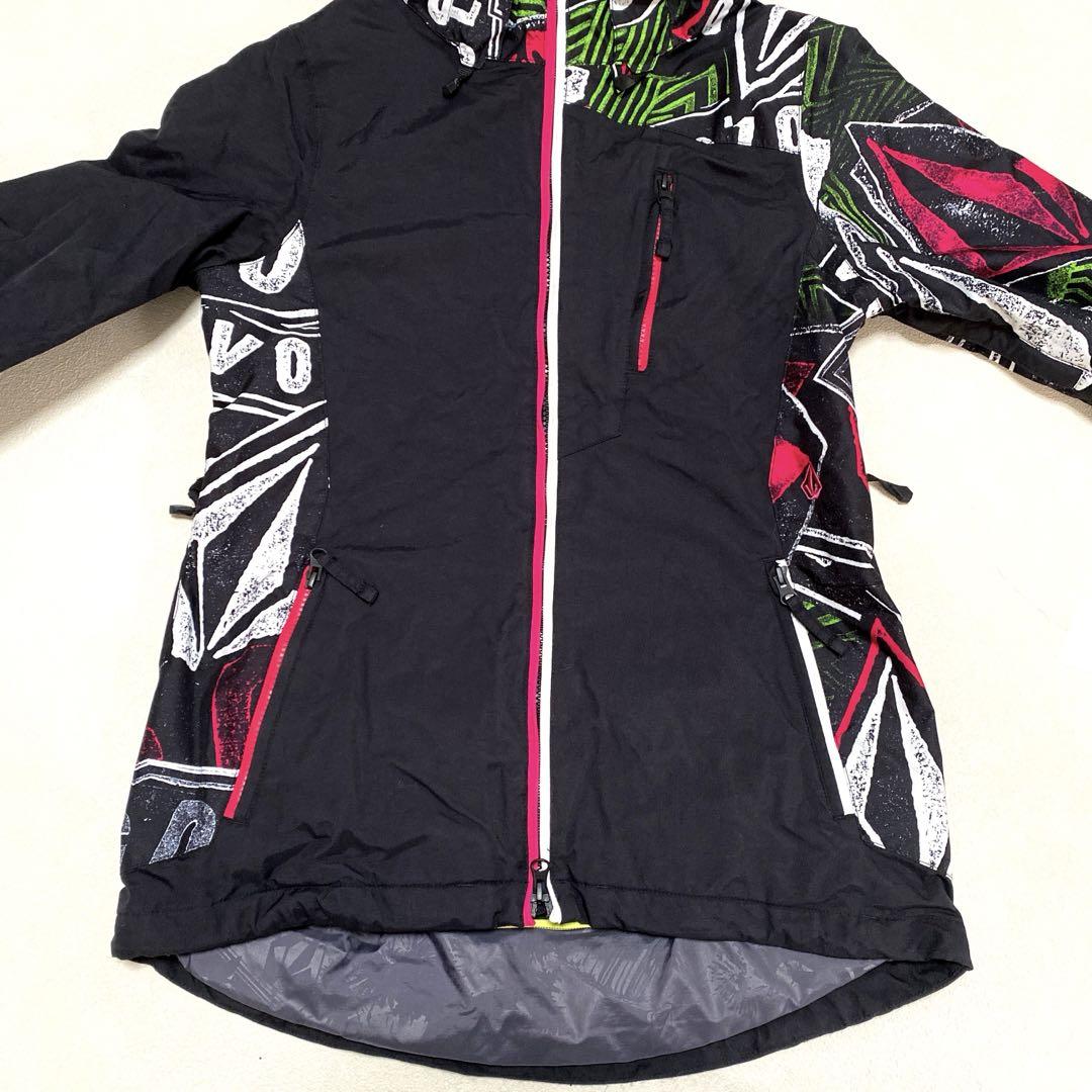 【VOLCOM】レディース　スノボジャケット　ロゴ柄　黒　S＊PM