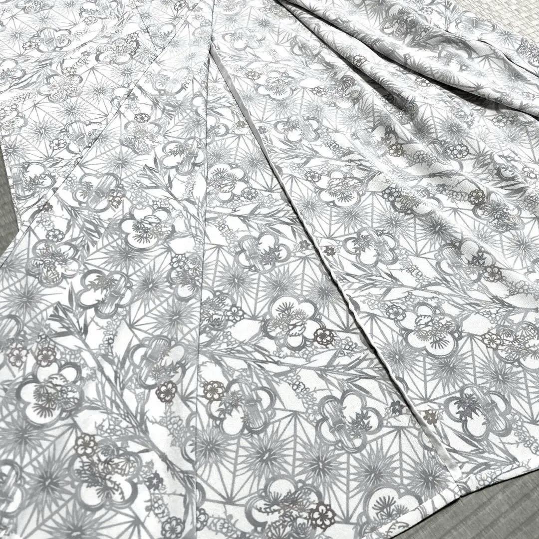 正絹 破水加工済み ちりめん単衣 夏のお着物《型染め 花》 画像9