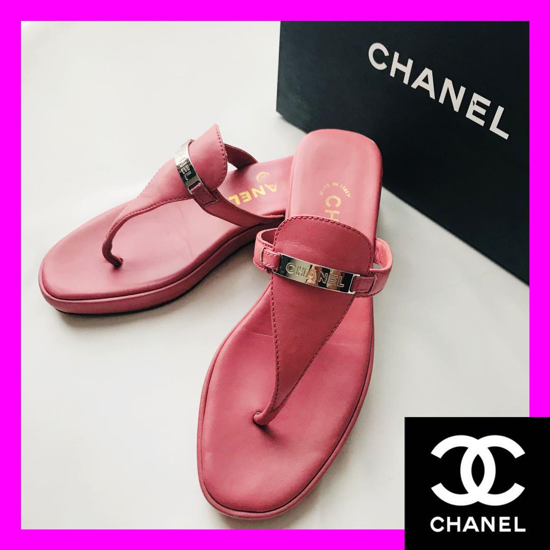 新品】 CHANEL トングサンダル ピンク 37 大人気✨シャネル トングサンダル✨37 23.5cm 箱付き - メルカリ