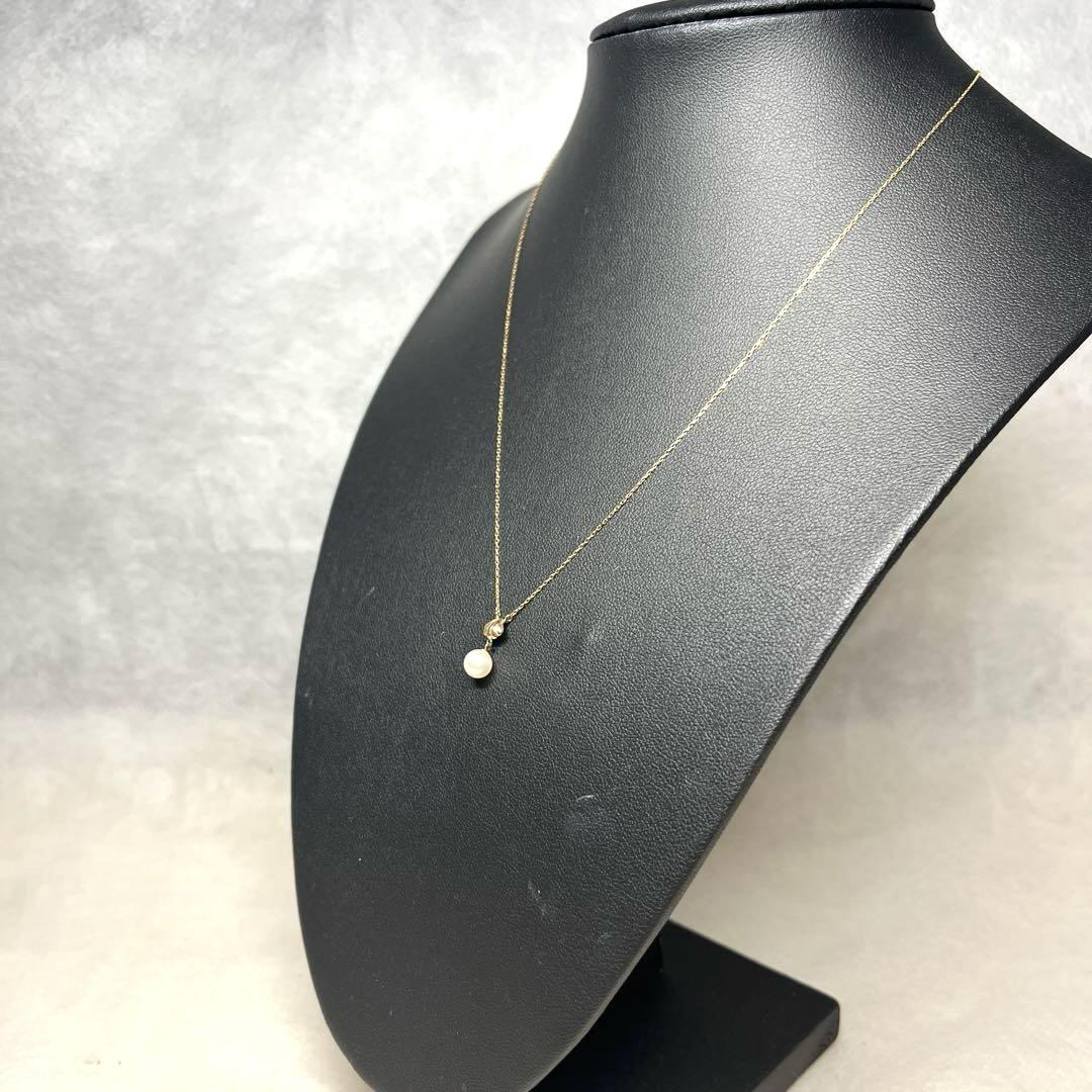 【K10】一粒パール　シンプルネックレス