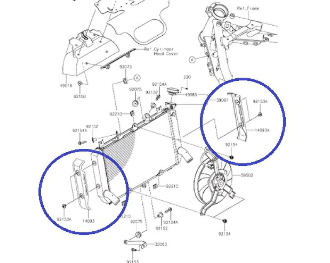 Z900RS ラジエターサイドカバー 純正ブラック 21年〜