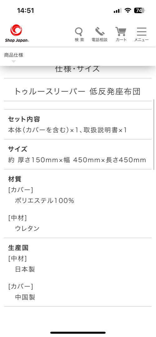 トゥルースリーパー　座布団　クッション　2枚