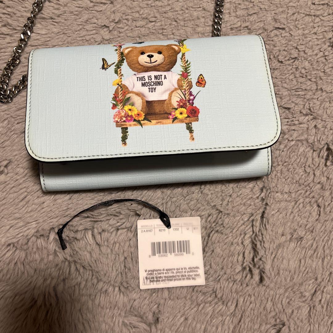 MOSCHINO クマイラスト 長財布 水色 MOSCHINO クマイラスト 長財布 水色