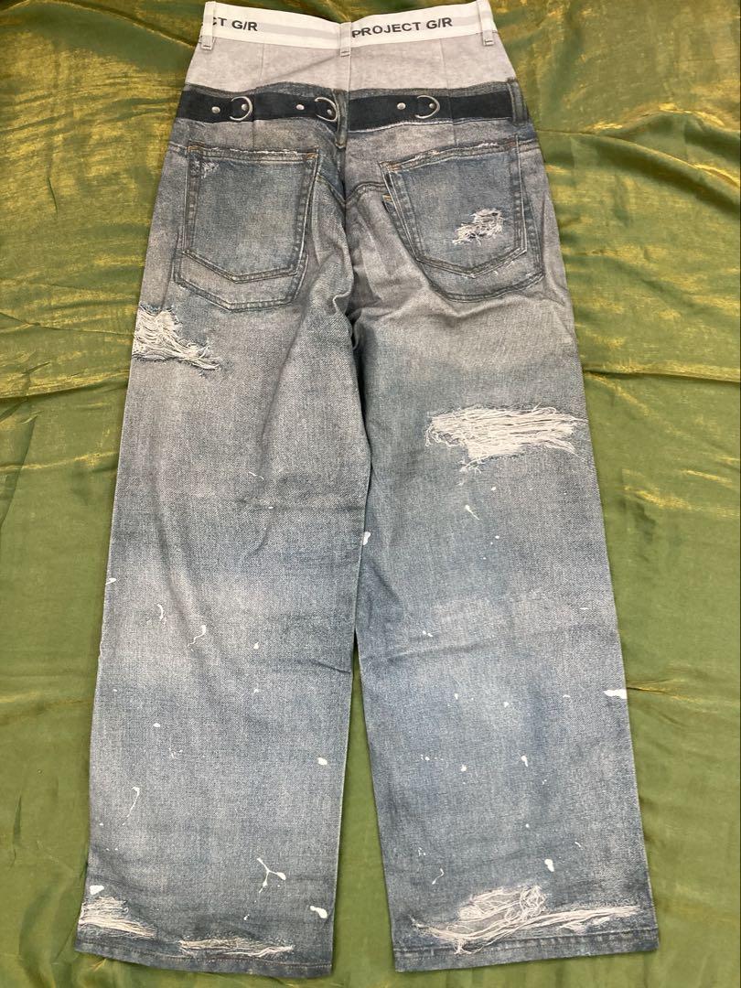 PROJECT G/R TROMPE-L'ŒIL DENIM PANTS