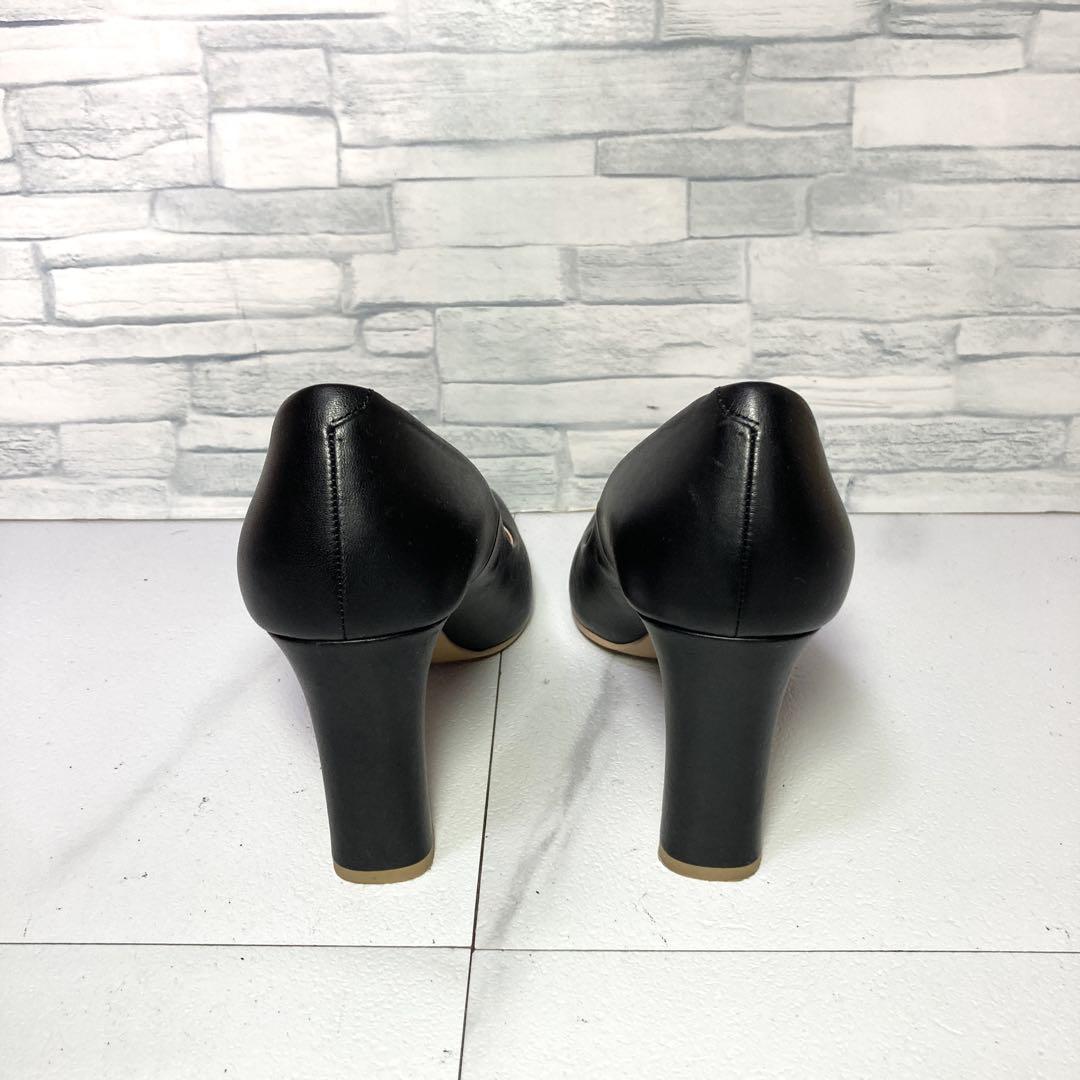 極美品 DIANA レザーパンプス スクエアトゥ 本革 ブラック 黒 24.5
