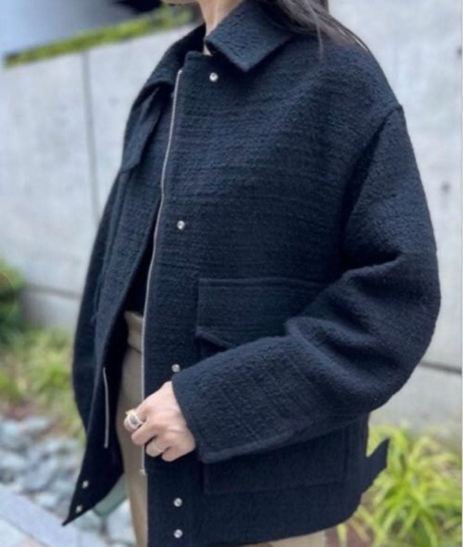 STUNNING LUREループツイードブルゾン ブラック