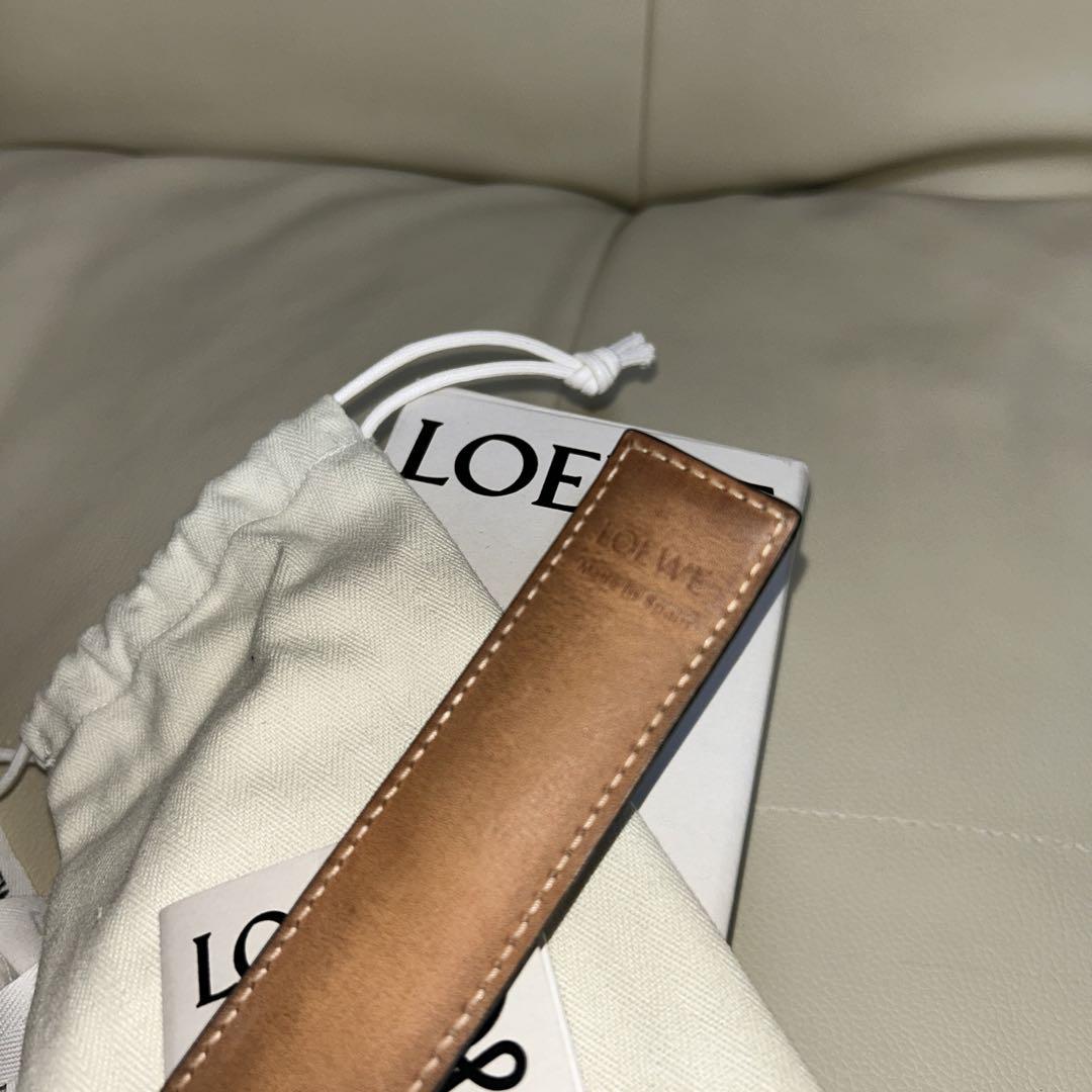 LOEWE ロエベ スラップ ブレスレット アナグラム 型押し バングル　黒
