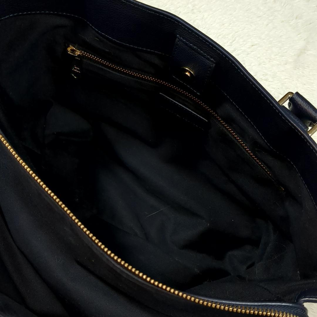 美品 ポールスミス トートバッグ オールレザー 肩掛け ネイビー
