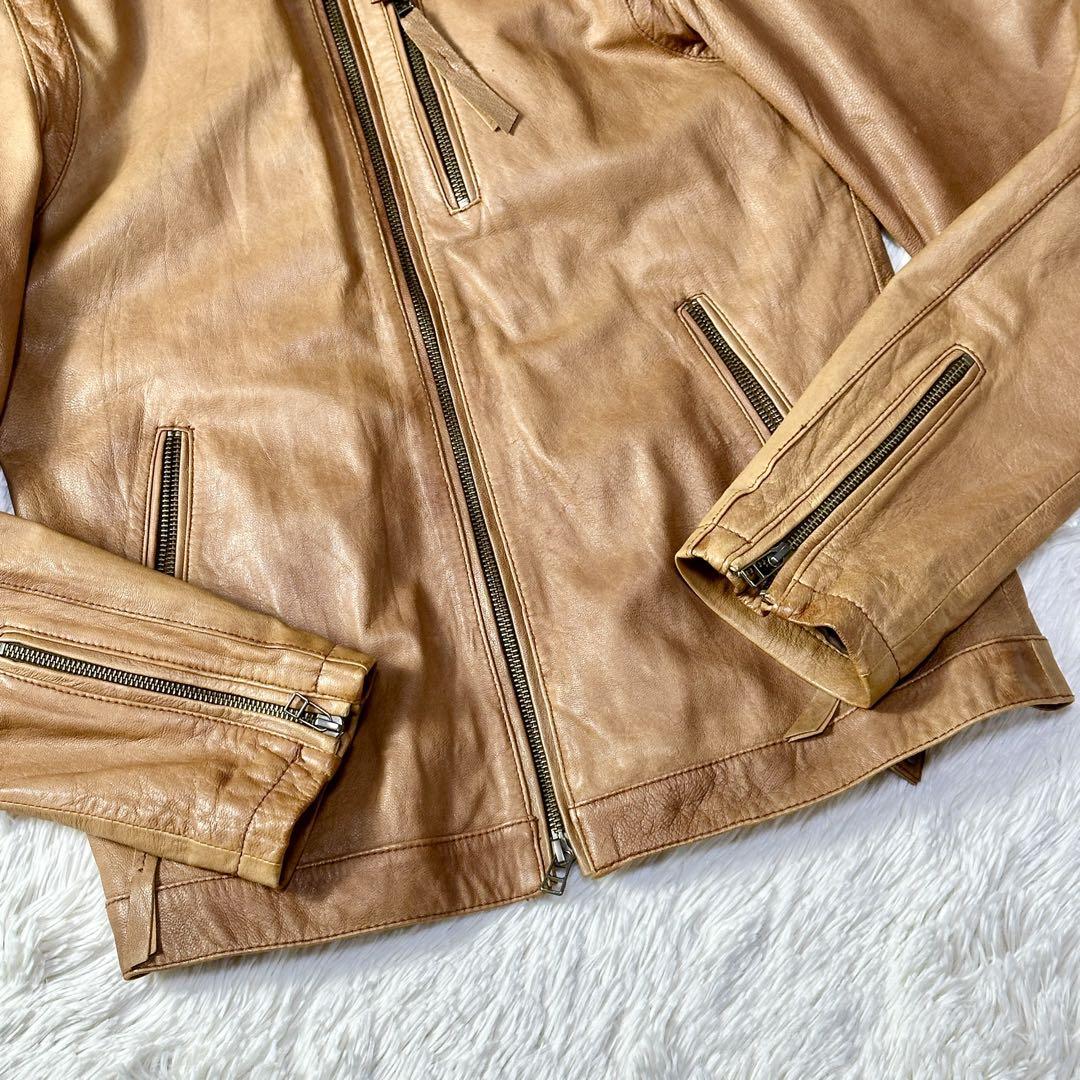 【美品】ジャーナルスタンダード シングルライダース ライトブラウン 羊革 L