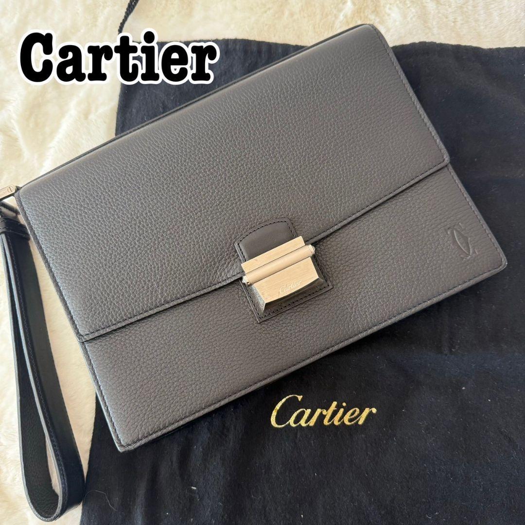 極美品 Cartier ブルースピネル装飾 クラッチバッグ パシャ 宝石使用