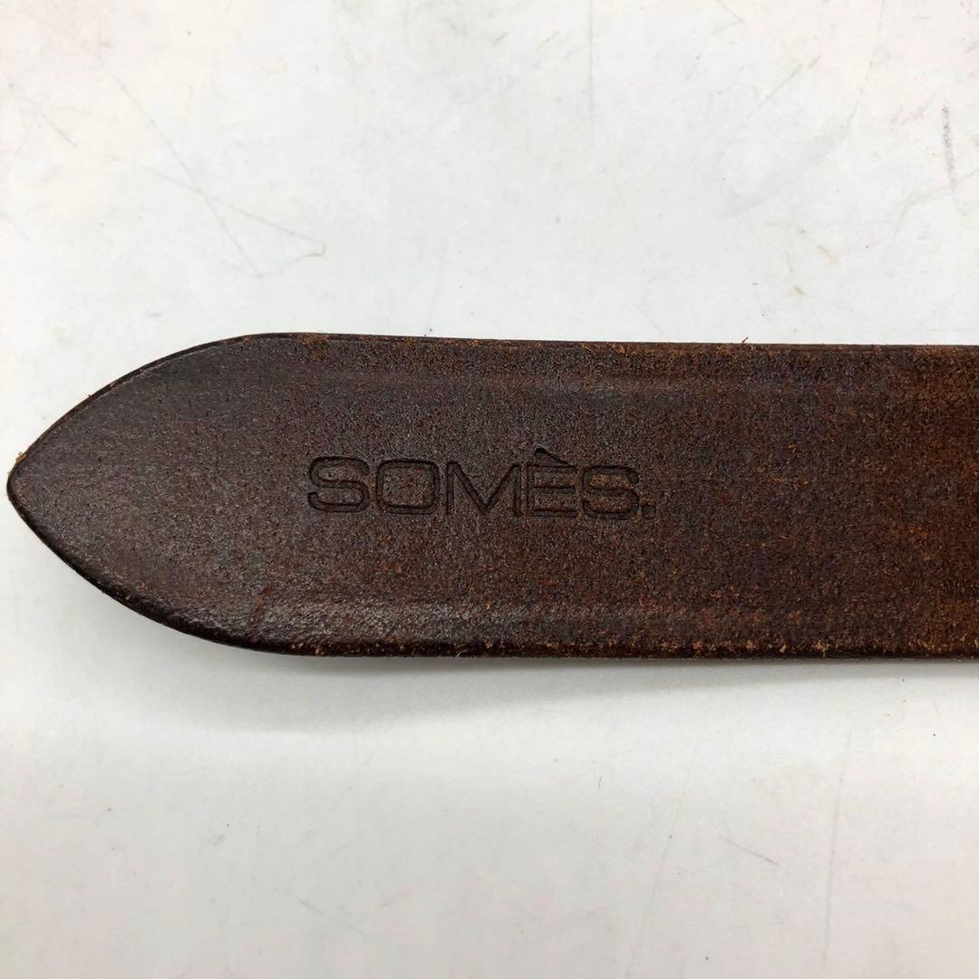 【希少】 ソメスサドル ベルト レザー ロゴ ゴールド ブルウン