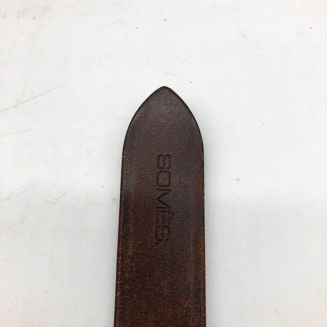 【希少】 ソメスサドル ベルト レザー ロゴ ゴールド ブルウン