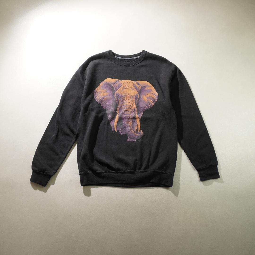 古着 象 スウェット 黒 サイズM*SG130