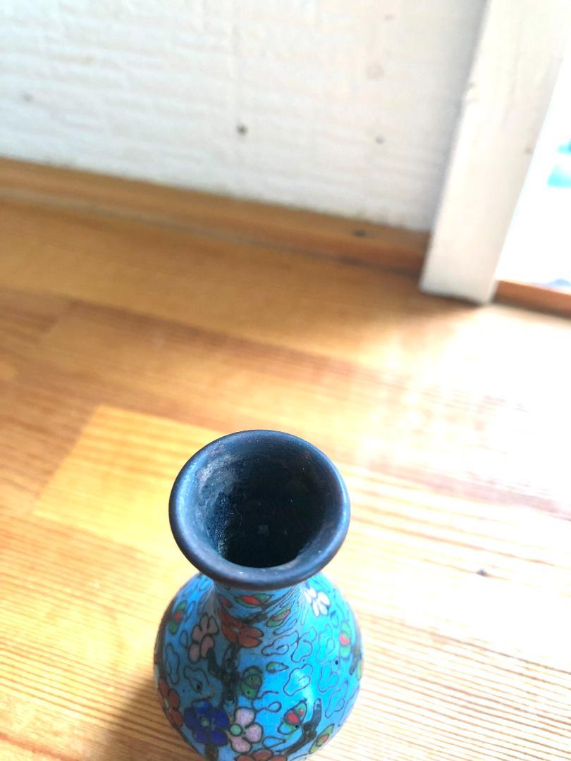 中国　七宝　景泰藍　文革時代　中国骨董品　中国古美術 UJ23S68 中国美術 景泰藍 七宝 銀嵌百宝小香炉 香道具 時代 古物