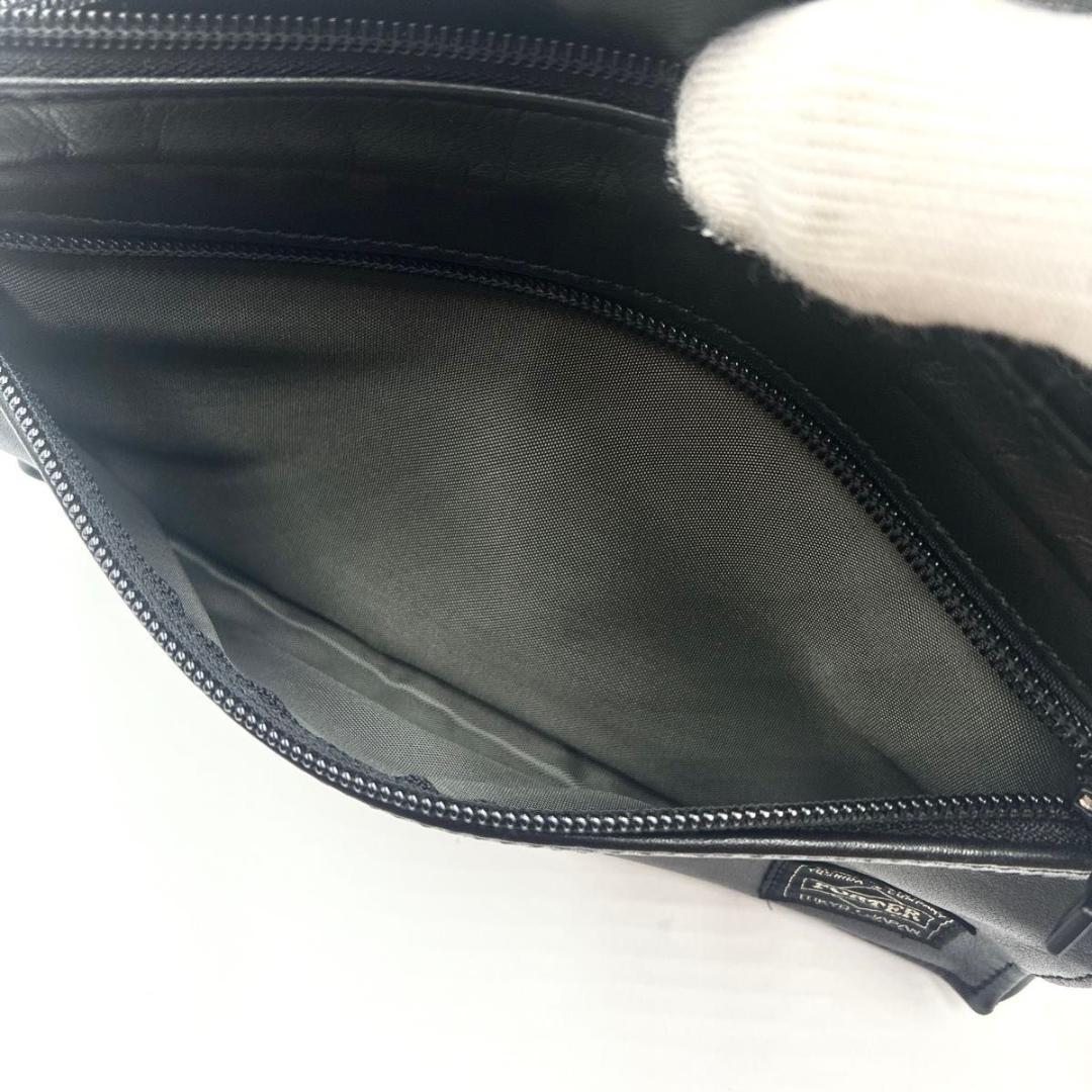 極美品 ポーター 吉田カバン アメイズ セカンドバッグ オールレザー 革 黒