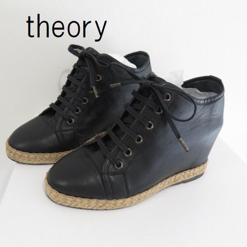 新品 theory セオリー　レザー　インヒール　エスドバリュー