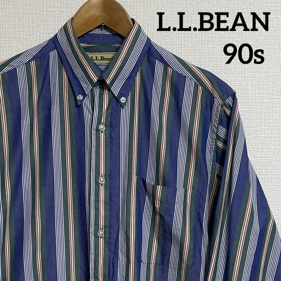 90s L.L.BEAN エルエルビーン マルチストライプシャツ M相当
