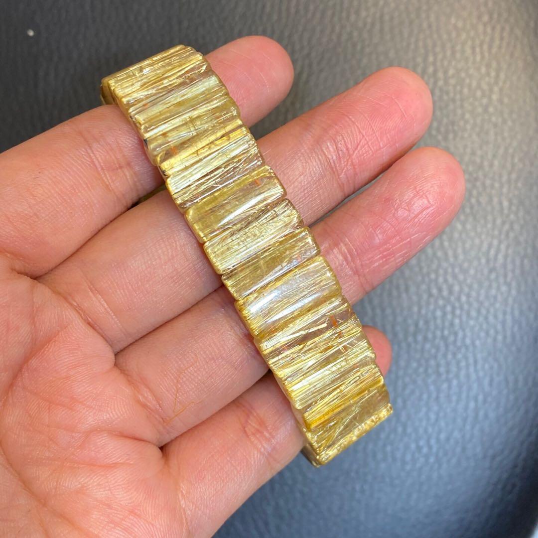 天然】ゴールドタイチンルチル クォーツ ブレスレット バングル 35.23g