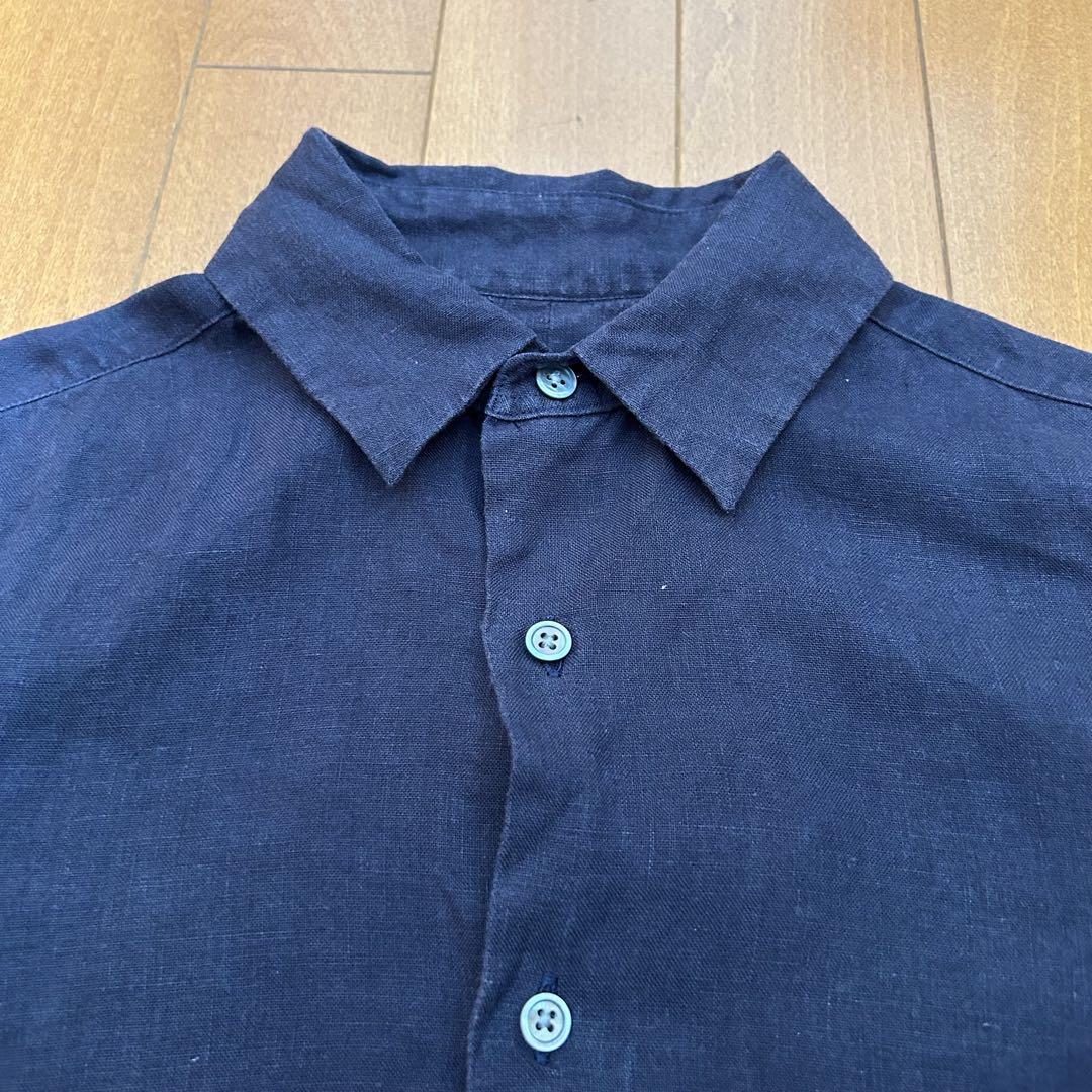 美品 90s Ralph Lauren 五分袖BDリネン シャツ ネイビー