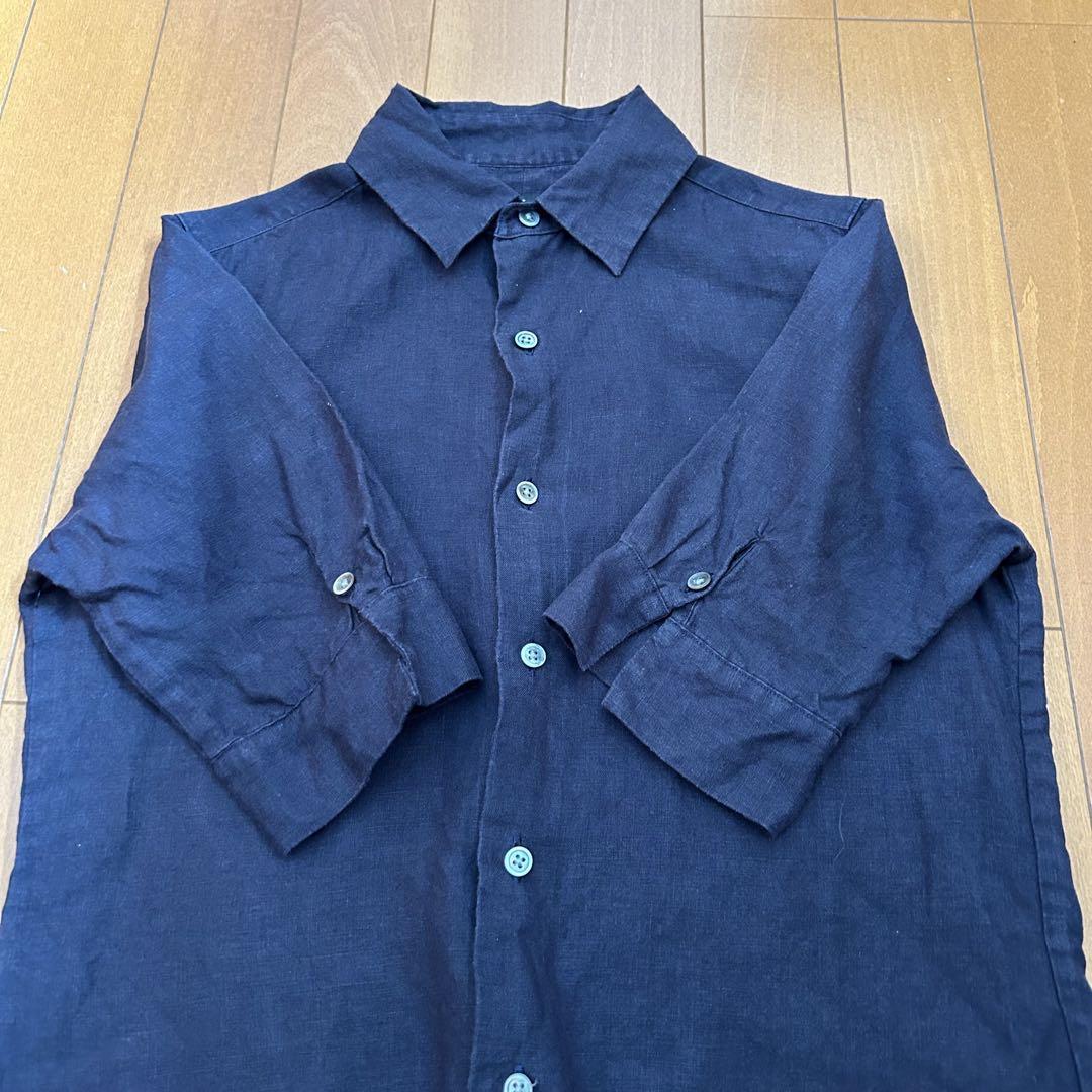 美品 90s Ralph Lauren 五分袖BDリネン シャツ ネイビー